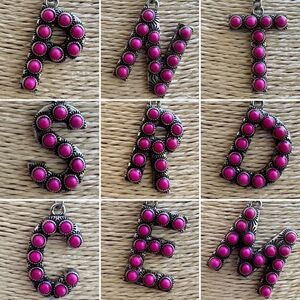 Initial Necklace Hot Pink Barbie Western Nashville ￼P, N, T, S, R, C, E, M
